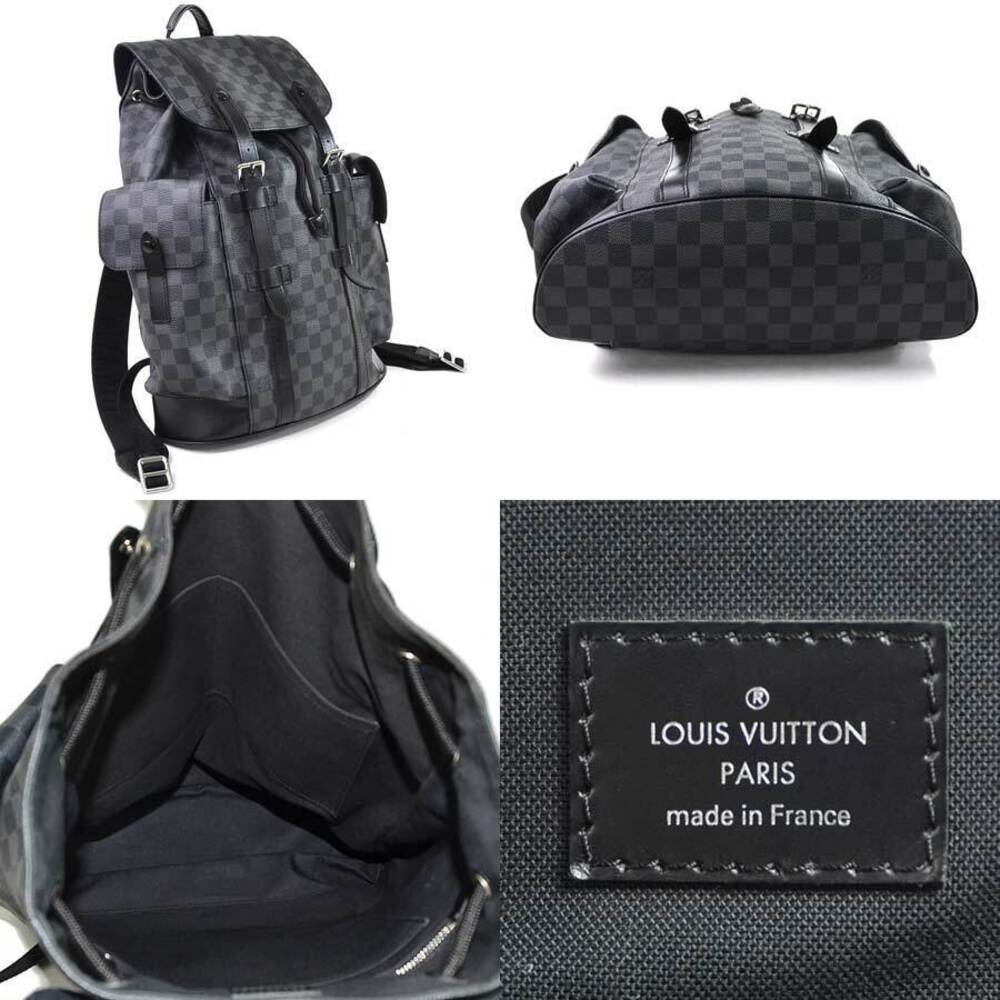 Louis Vuitton Damier Dark Gray Canvas Backpack Christopher Black Graphite